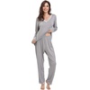 GYS Women’s Bamboo Viscose Long Sleeve Pajamas Set(B- Heather Grey)
