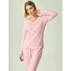 GYS Women’s Bamboo Viscose Long Sleeve Pajamas Set(B- Pink)