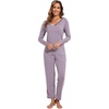 GYS Women’s Bamboo Viscose Long Sleeve Pajamas Set(B- Violet)