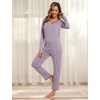 GYS Women’s Bamboo Viscose Long Sleeve Pajamas Set(B- Violet)
