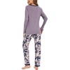 GYS Women’s Bamboo Viscose Long Sleeve Pajamas Set(D- Violet/Plants)