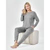 GYS Women’s Bamboo Viscose Pajama Set, Cooling for Hot Flashes(Heather Grey Stripe)