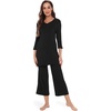 GYS Bamboo Viscose Capri Pajamas for Women Set, Soft 3/4 Sleeve Sleepwear(Black)