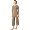 GYS Bamboo Viscose Capri Pajamas for Women Set, Soft 3/4 Sleeve Sleepwear(Camel)