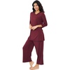 GYS Bamboo Viscose Capri Pajamas for Women Set, Soft 3/4 Sleeve Sleepwear(Ficus Red)