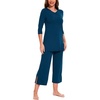 GYS Bamboo Viscose Capri Pajamas for Women Set, Soft 3/4 Sleeve Sleepwear(Ink Blue)