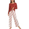 GYS Bamboo Viscose Cooling Long Sleeve Pajamas for Women(A- Brick Red)