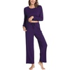 GYS Bamboo Viscose Cooling Long Sleeve Pajamas for Women(A- Deep Purple)