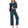 GYS Bamboo Viscose Cooling Long Sleeve Pajamas for Women(A- Indigo)