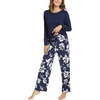 GYS Bamboo Viscose Cooling Long Sleeve Pajamas for Women(A- Navy)