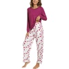 GYS Bamboo Viscose Cooling Long Sleeve Pajamas for Women(A- Purple)
