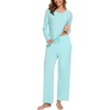 GYS Bamboo Viscose Cooling Long Sleeve Pajamas for Women(B- Aqua)