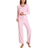 GYS Bamboo Viscose Cooling Long Sleeve Pajamas for Women(B- Pink)