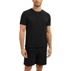 GYS Bamboo Viscose Men’s Cooling Pajama Sets Short Sleeve Sleep Set(Black)