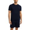 GYS Bamboo Viscose Men’s Cooling Pajama Sets Short Sleeve Sleep Set(Navy)