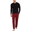 GYS Bamboo Viscose Men’s Pajama Sets, Comfy Long Sleeve Sleepwear(Black/Red Plaid)