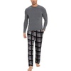 GYS Bamboo Viscose Men’s Pajama Sets, Comfy Long Sleeve Sleepwear(Dark Heather Grey/Plaid)