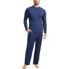 GYS Bamboo Viscose Men’s Pajama Sets, Comfy Long Sleeve Sleepwear(Deep Blue)