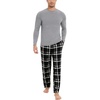 GYS Bamboo Viscose Men’s Pajama Sets, Comfy Long Sleeve Sleepwear(Heather Grey/Plaid)