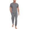 GYS Bamboo Viscose Mens Pajamas Set Short Sleeve Lounge Set for Hot Flashes(Dark Heather Grey)