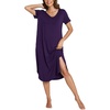 GYS Bamboo Viscose Nightgowns for Women Short Sleeve Sleep Shirt(Purple)