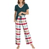 GYS Bamboo Viscose Pajamas for Women Cooling Sleepwear for Hot Flashes(Green Plaid)