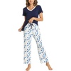 GYS Bamboo Viscose Pajamas for Women Cooling Sleepwear for Hot Flashes(Navy)