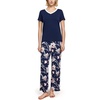 GYS Bamboo Viscose Pajamas for Women Cooling Sleepwear for Hot Flashes(Navy Peony)