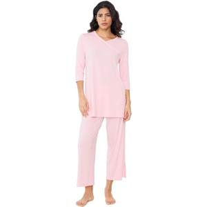 GYS Bamboo Viscose Capri Pajamas for Women Set, Soft 3/4 Sleeve Sleepwear(Pink)