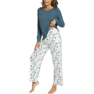 GYS Bamboo Viscose Cooling Long Sleeve Pajamas for Women(A- Green)