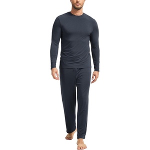GYS Bamboo Viscose Men’s Pajama Sets, Comfy Long Sleeve Sleepwear(Midnight Blue)