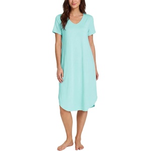 GYS Bamboo Viscose Nightgowns for Women Short Sleeve Sleep Shirt(Aqua)