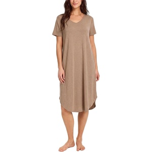 GYS Bamboo Viscose Nightgowns for Women Short Sleeve Sleep Shirt(Camel)