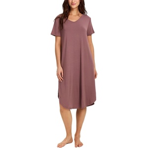 GYS Bamboo Viscose Nightgowns for Women Short Sleeve Sleep Shirt(Mauve)