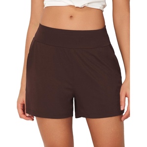 GYS Bamboo Viscose Pajama Shorts for Women, Casual Micro Mini Lounge Shorts(Dark Brown)