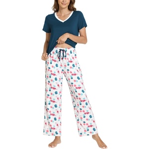 GYS Bamboo Viscose Pajamas for Women Cooling Sleepwear for Hot Flashes(Deep Pink Dots)