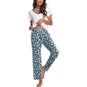 GYS Bamboo Viscose Pajamas for Women Cooling Sleepwear for Hot Flashes(Ocean Green)