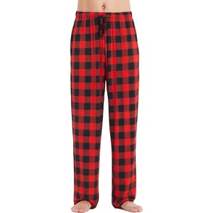 GYS Mens Bamboo Viscose Pajama Pants Sleep Lounge Bottoms(Red Plaid)