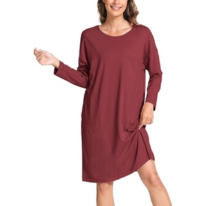 GYS Women’s Bamboo Viscose Cooling Nightgown for Hot Flashes(Wine)