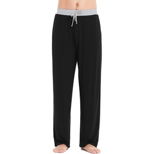 LazyCozy Bamboo Viscose Men’s Pajama Pants with Pockets Soft Lightweight Lounge Pants(Black)