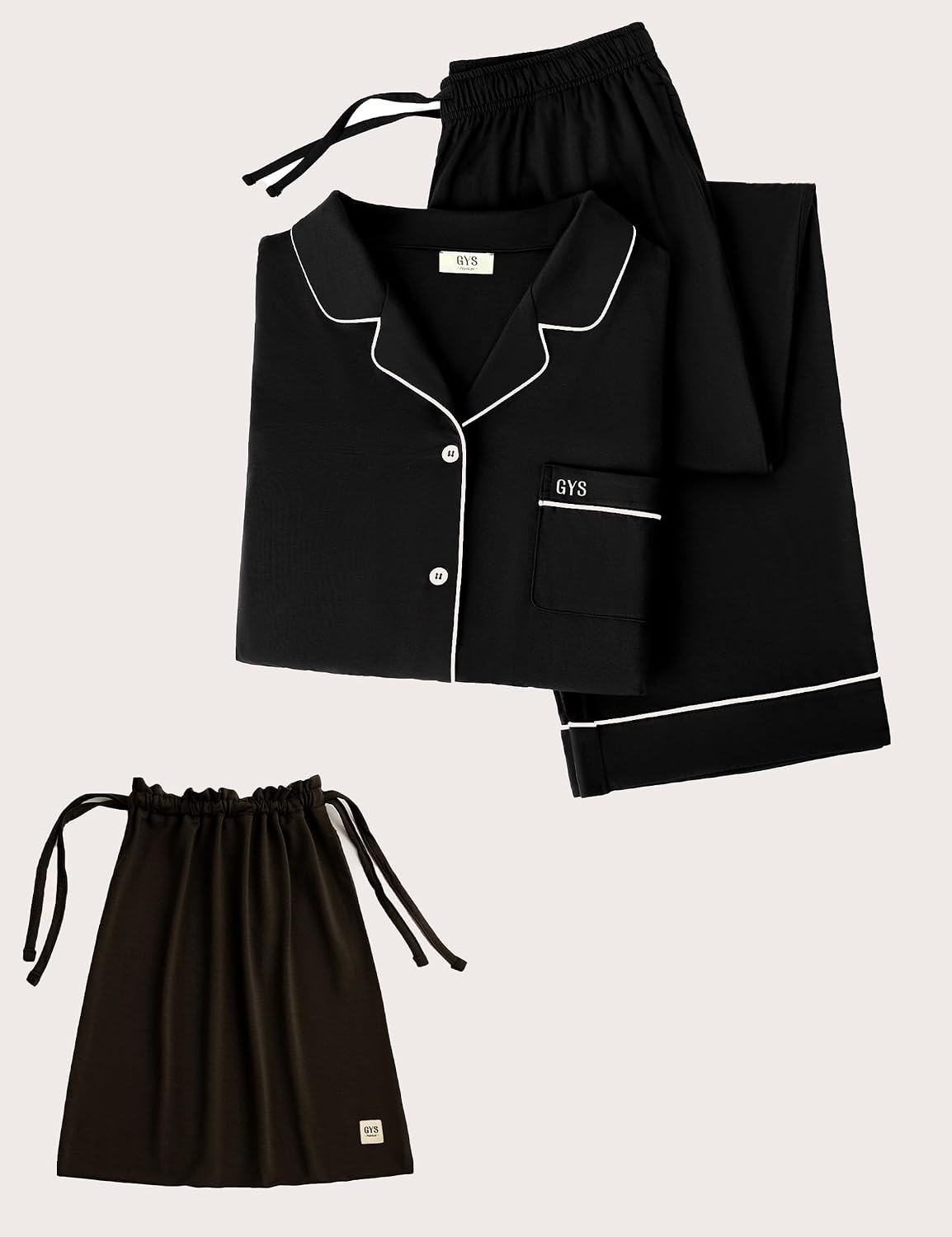 image:imageGYS Bamboo Viscose Long Sleeve Pajamas for WomenBlack