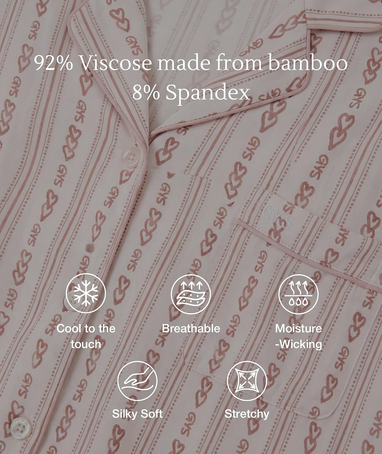 image:imageGYS Bamboo Viscose Long Sleeve Pajamas for WomenEndless Love