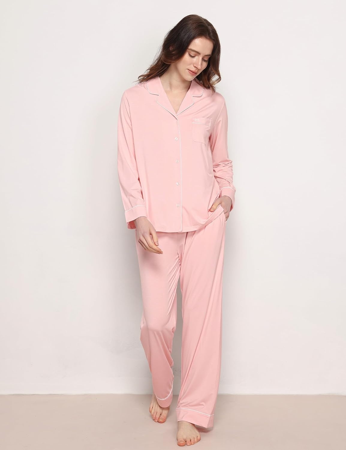 image:imageGYS Bamboo Viscose Long Sleeve Pajamas for WomenPink