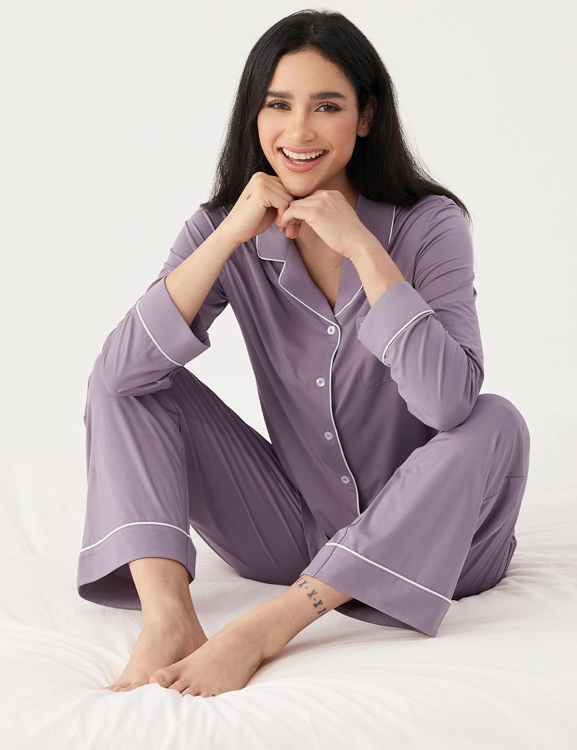 image:imageGYS Bamboo Viscose Long Sleeve Pajamas for WomenViolet