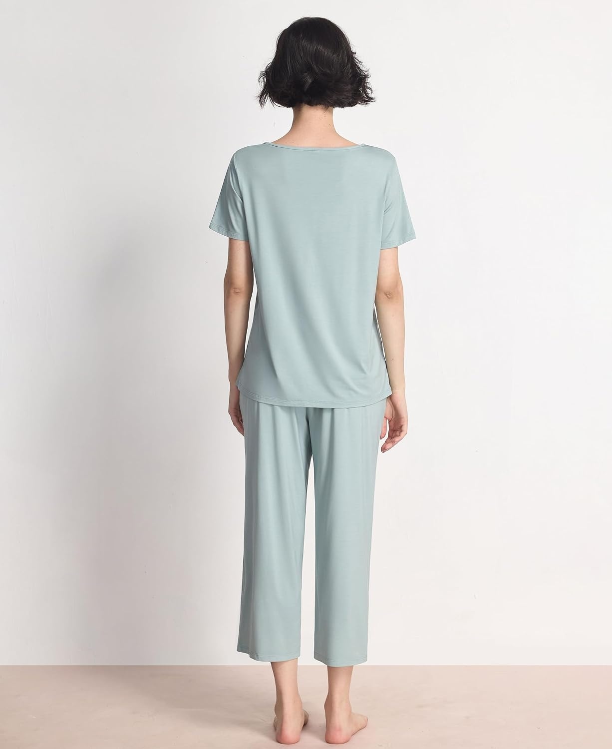 image:imageGYS Bamboo Viscose Pajama Set for Women Cooling MoistureWicking SleepwearLight Greyish Green