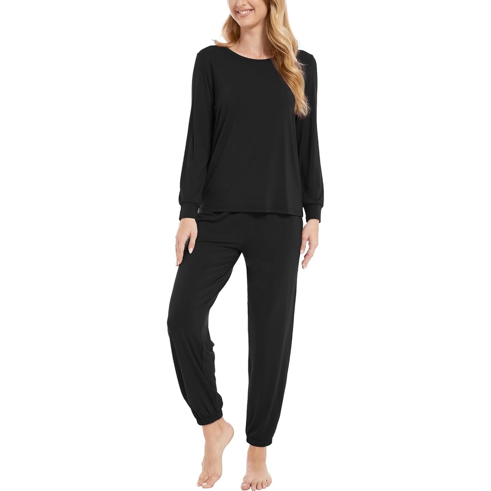 image:imageGYS Bamboo Viscose Cooling Long Sleeve Pajamas for WomenBlack