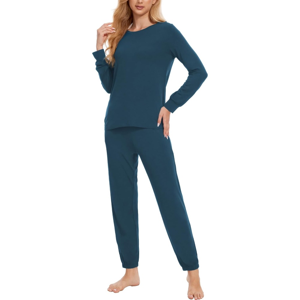 image:imageGYS Bamboo Viscose Cooling Long Sleeve Pajamas for WomenLyons Blue