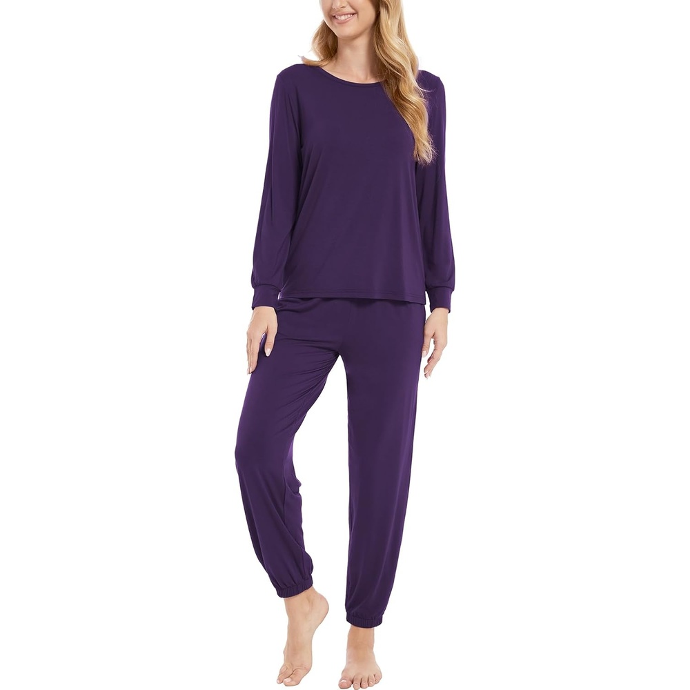 image:imageGYS Bamboo Viscose Cooling Long Sleeve Pajamas for WomenPurple