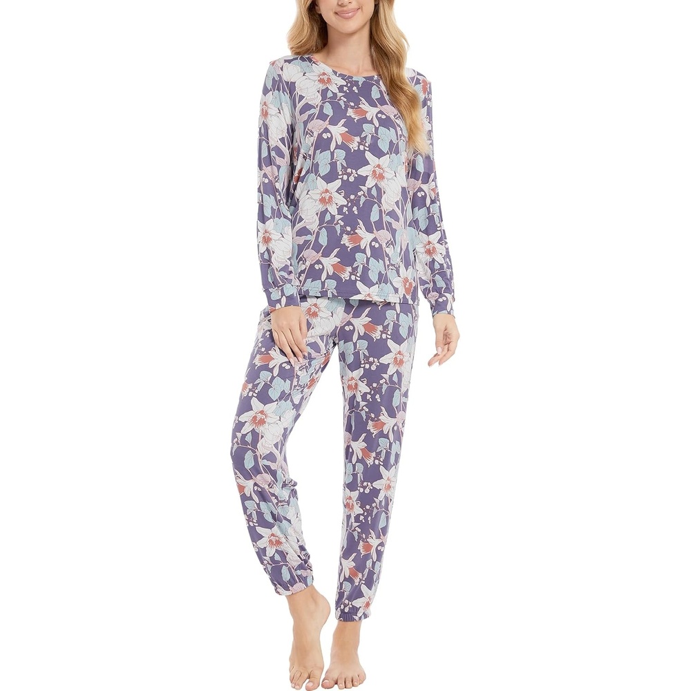 image:imageGYS Bamboo Viscose Cooling Long Sleeve Pajamas for WomenViolet Floral