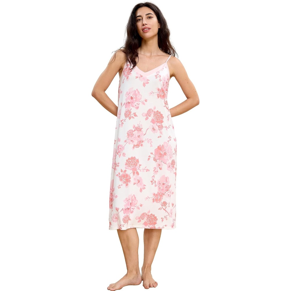 image:imageGYS Bamboo Viscose Womens Nightgowns Sexy Sleeveless Vneck SleepwearPeony